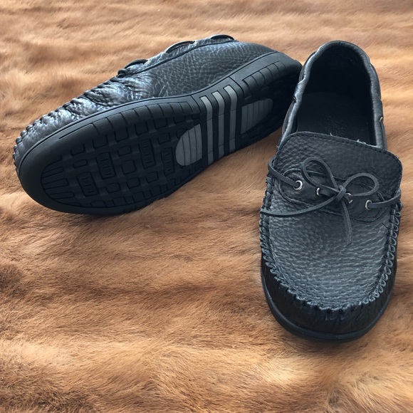 BNIB Black Leather Moccasins Slip Loafers - Picture 2 of 6